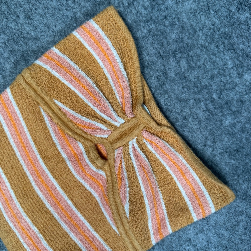 American Eagle Mustard Orange Striped‎ Knit Bandeau Tube Top XS